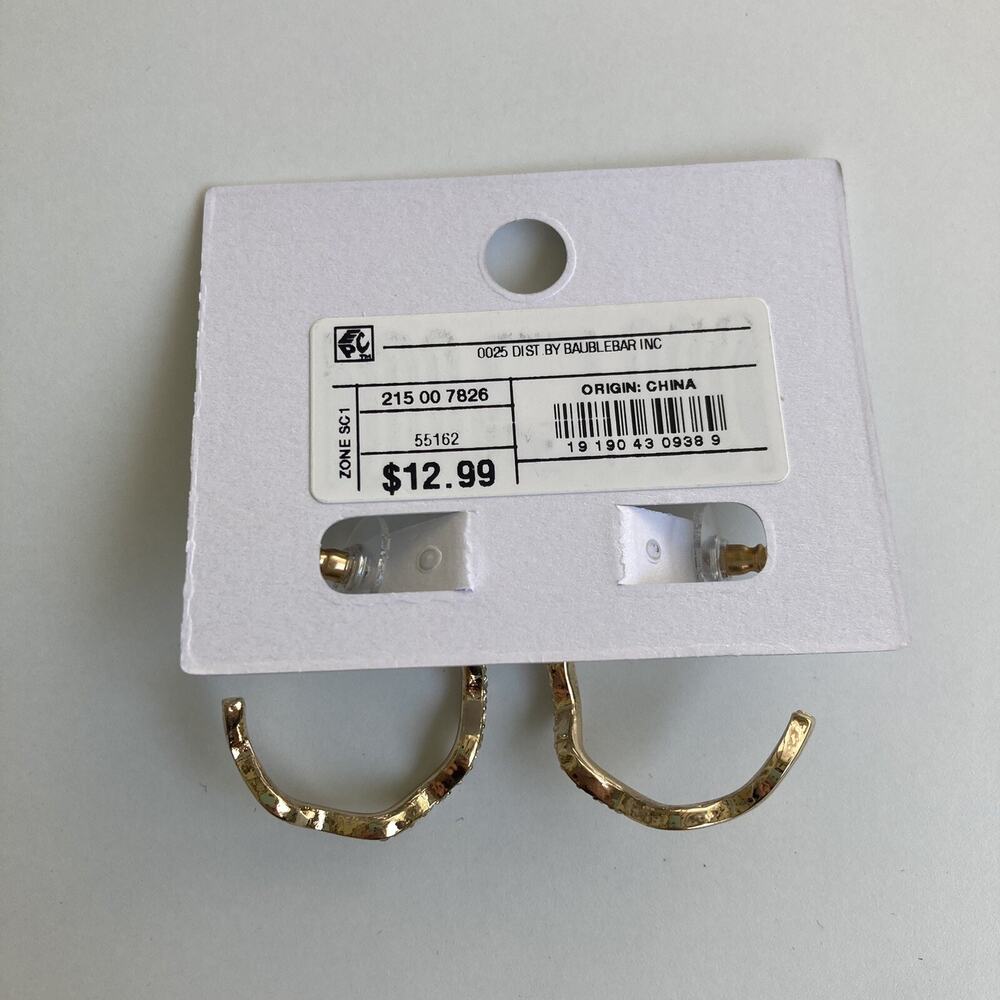 Zig Zag Hoop Earrings SUGARFIX by BaubleBar Crystal and Gold Tone NEW - Picture 3 of 6